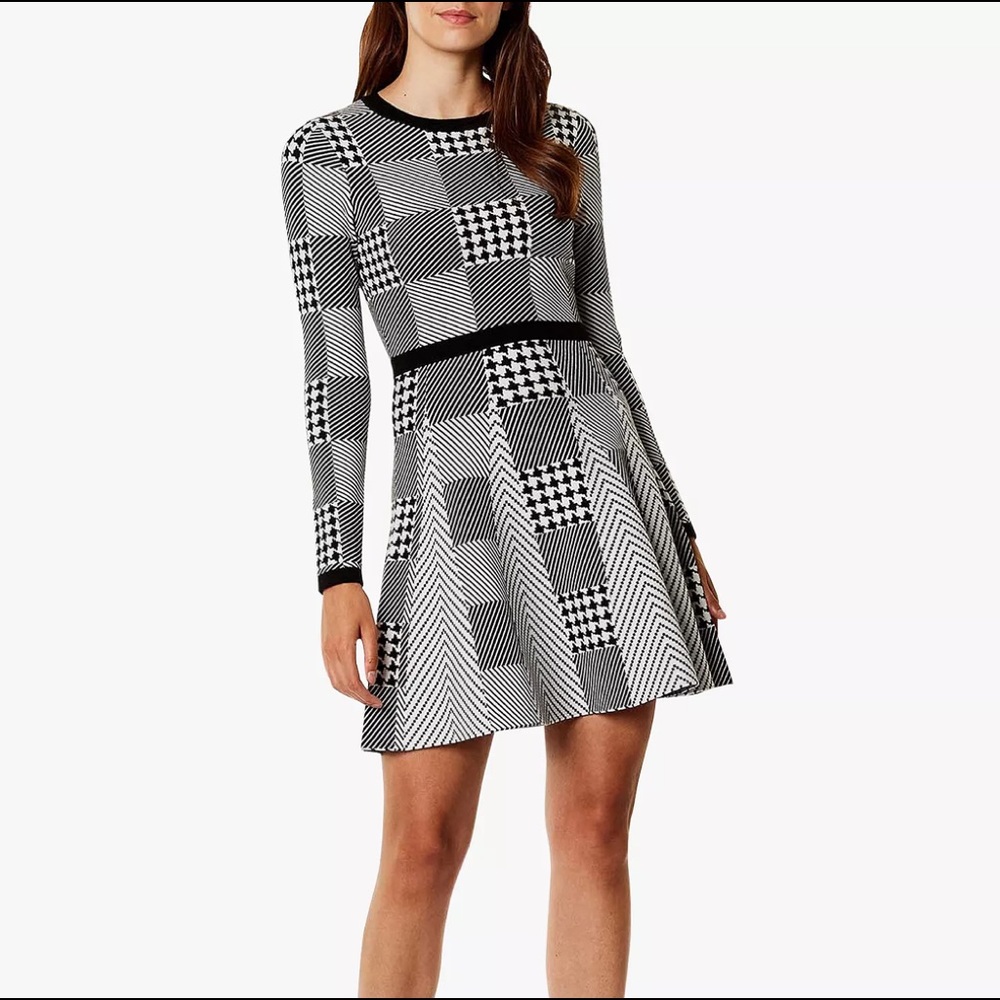 Karen Millen black and white stretch dress